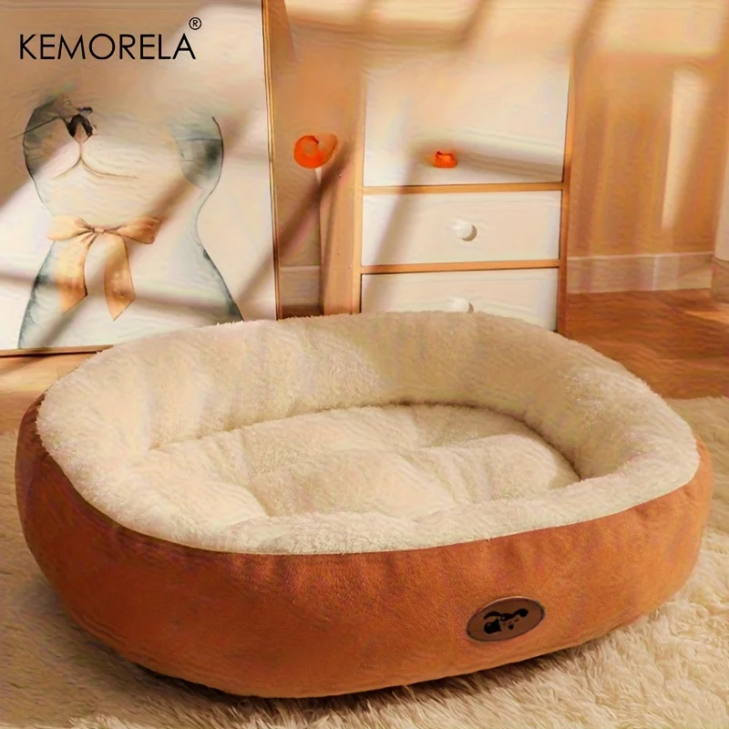 Cozy Oval Snuggle Pet Bed, Plush & Thickened Cat - Image 2