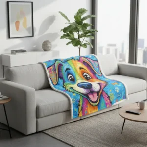 Custom Cartoon Pet Portrait Blanket – Upload Your Dog or Cat Picture